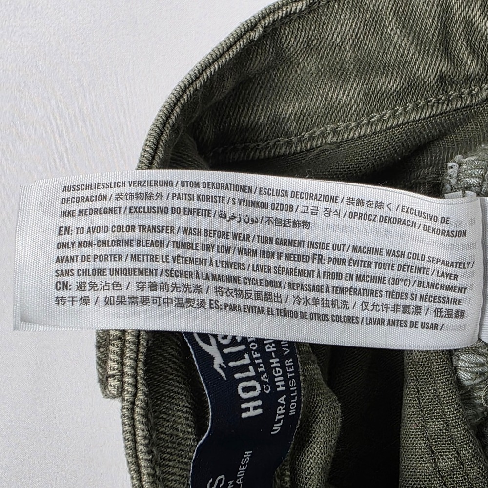Hollister Cargo Dad Jeans Women 23S Olive Green‎ Ultra High-Rise Vintage Stretch - Picture 9 of 13